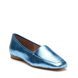 New Donald Pliner LEATHER Deedee metallic blue loafers 6.5